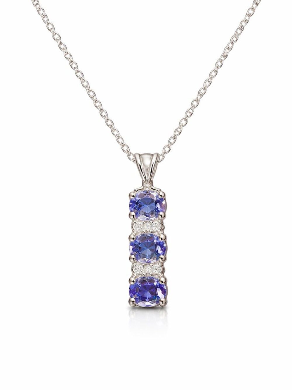 10K White Gold Tanzanite Drop Necklace 18"